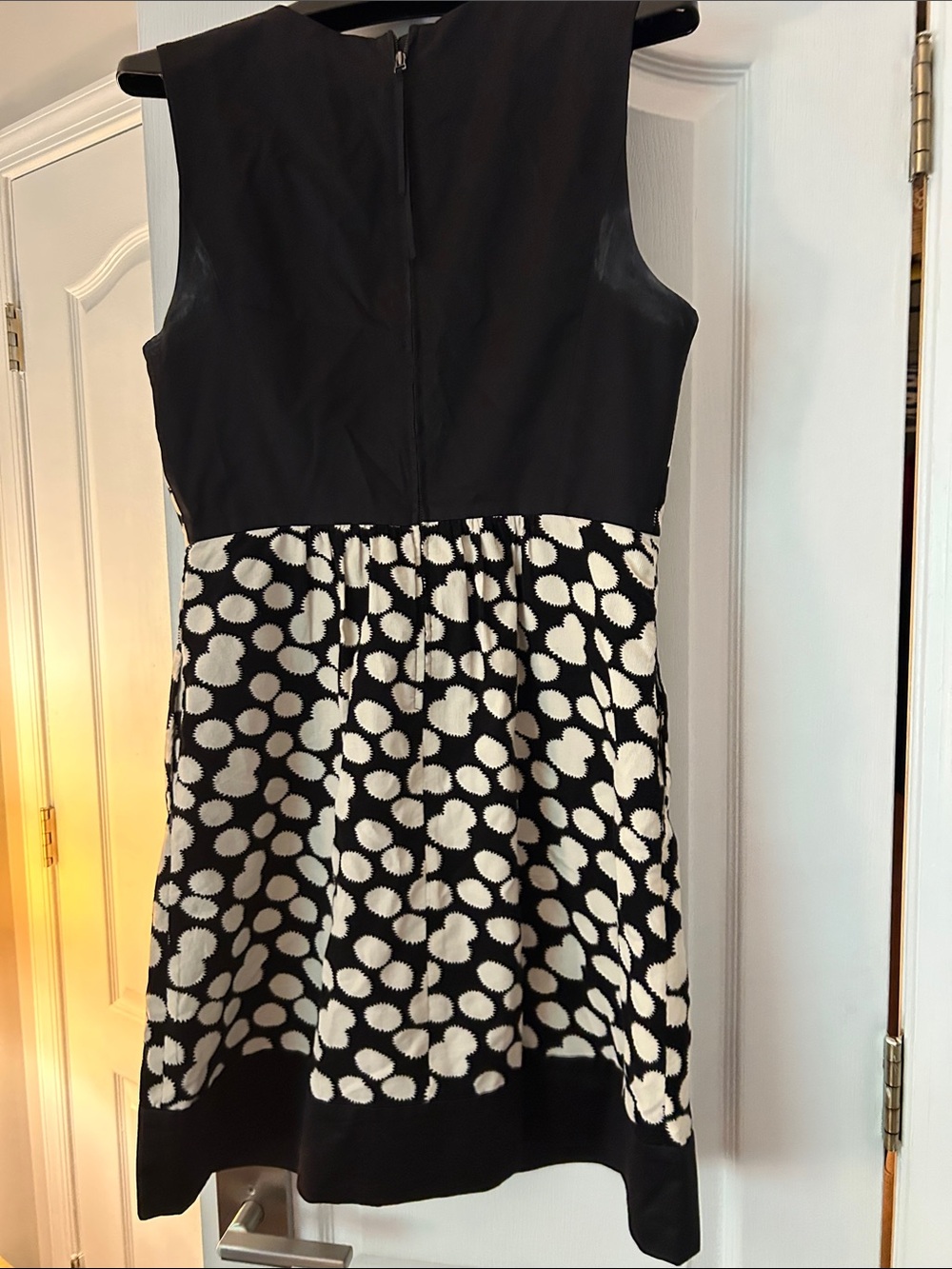 Vintage Anthropologie Sleeveless Black Mini Dress with Cream Polka Dot Print - Picture 2 of 3